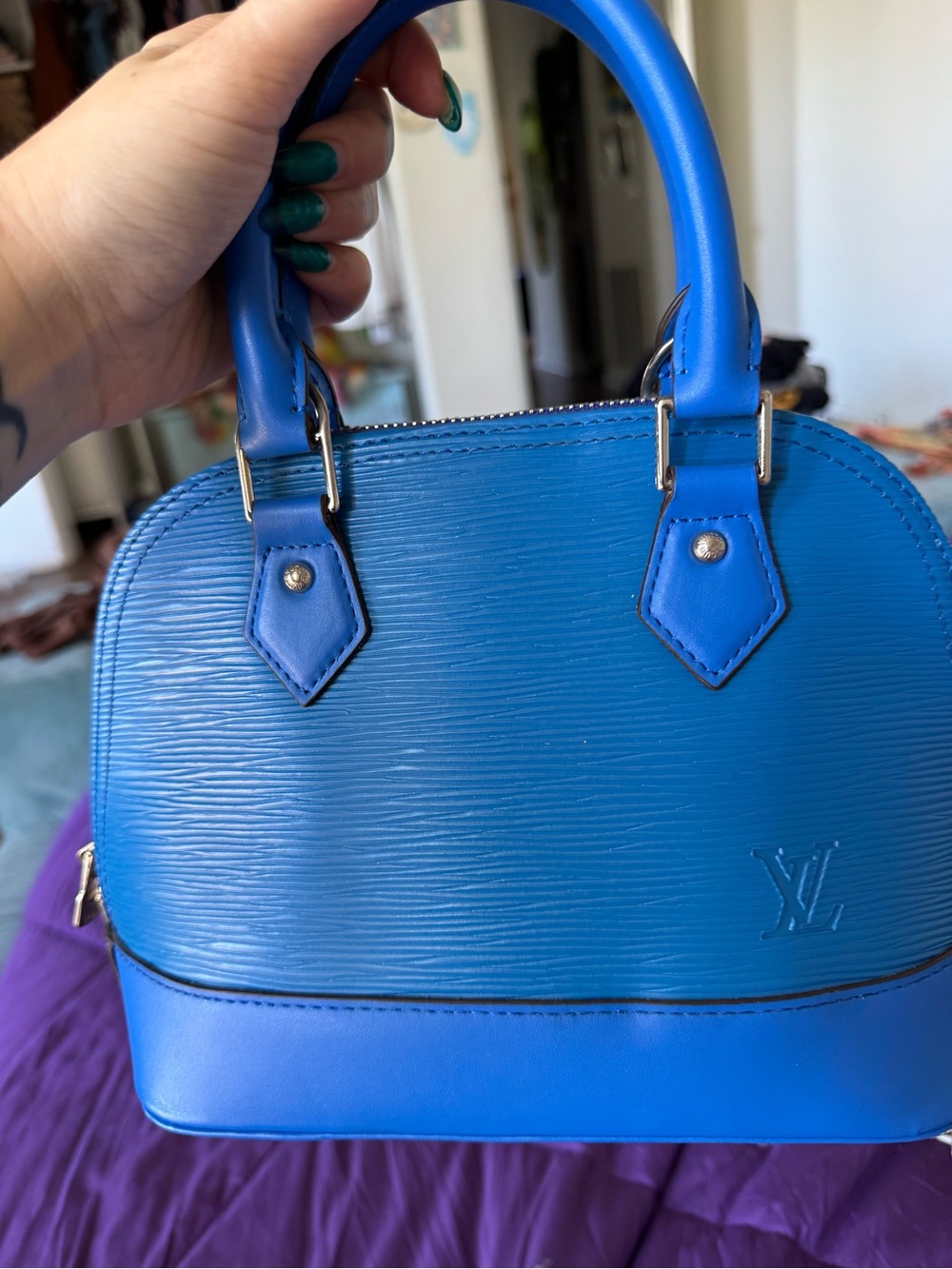 Electric Blue Structured Satchel Handbag